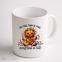 IM Fine Everything Is Fine Gingerbread Christmas Lights Coffee Mug thumb 1