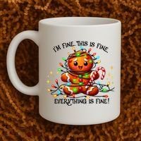 IM Fine Everything Is Fine Gingerbread Christmas Lights Coffee Mug thumb 2