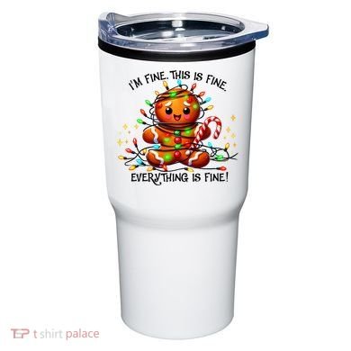 IM Fine Everything Is Fine Gingerbread Christmas Lights Tumbler