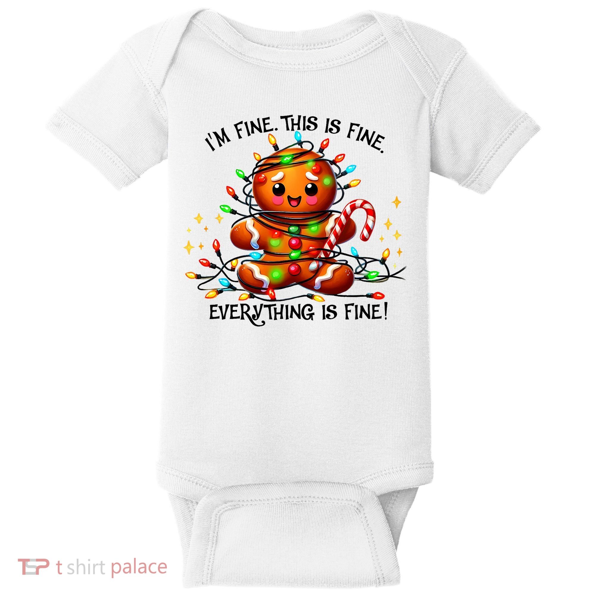 IM Fine Everything Is Fine Gingerbread Christmas Lights Baby Bodysuit