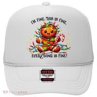 IM Fine Everything Is Fine Gingerbread Christmas Lights Hat thumb 0