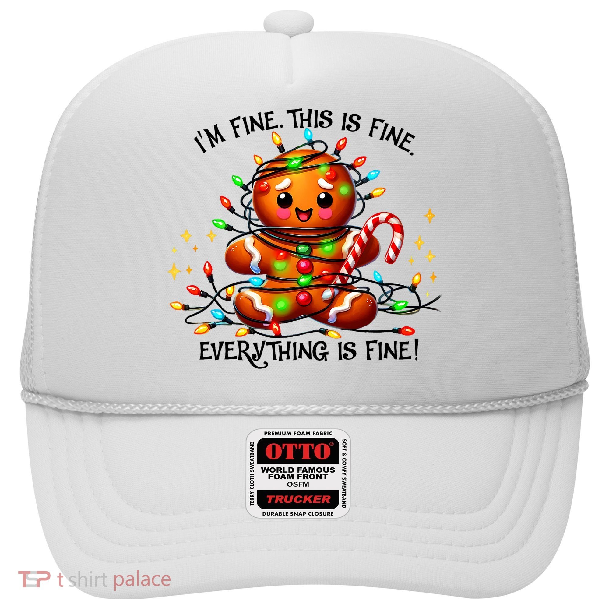 IM Fine Everything Is Fine Gingerbread Christmas Lights Hat