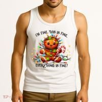 IM Fine Everything Is Fine Gingerbread Christmas Lights Tank Top thumb 3
