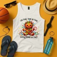 IM Fine Everything Is Fine Gingerbread Christmas Lights Tank Top thumb 4