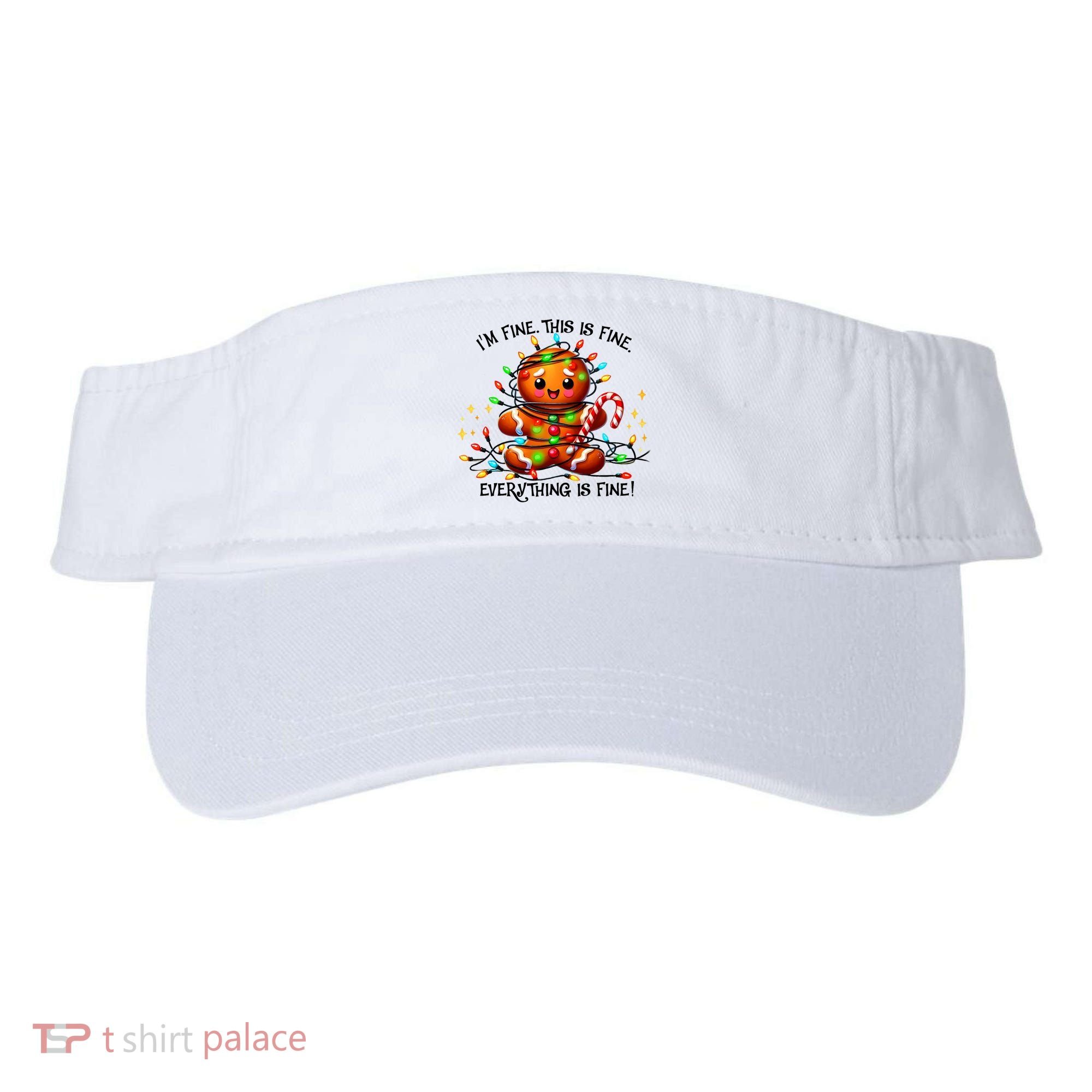 IM Fine Everything Is Fine Gingerbread Christmas Lights Visor