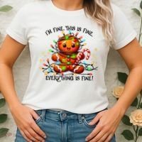 IM Fine Everything Is Fine Gingerbread Christmas Lights Women's T-Shirt thumb 2