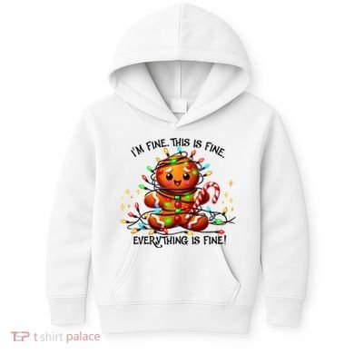 IM Fine Everything Is Fine Gingerbread Christmas Lights Kids Hoodie