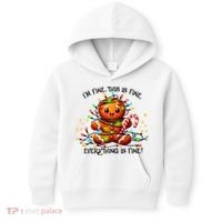 IM Fine Everything Is Fine Gingerbread Christmas Lights Kids Hoodie thumb 0
