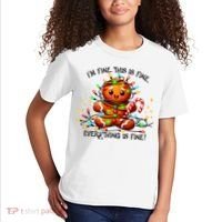 IM Fine Everything Is Fine Gingerbread Christmas Lights Kids T-Shirt thumb 2