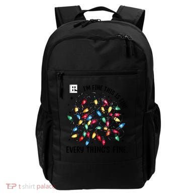 I’M Fine Everything Is Fine Tangled Christmas Lights Backpack