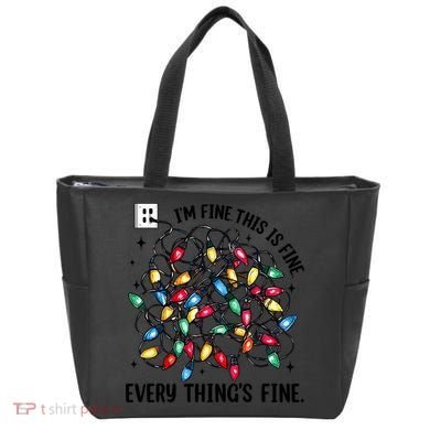 I’M Fine Everything Is Fine Tangled Christmas Lights Tote Bag