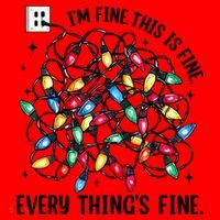 I’M Fine Everything Is Fine Tangled Christmas Lights Santa Hat thumb 1
