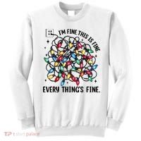 I’M Fine Everything Is Fine Tangled Christmas Lights Sweatshirt thumb 0
