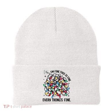 I’M Fine Everything Is Fine Tangled Christmas Lights Beanie