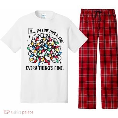 I’M Fine Everything Is Fine Tangled Christmas Lights Pajama Set