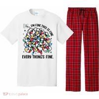 I’M Fine Everything Is Fine Tangled Christmas Lights Pajama Set thumb 0