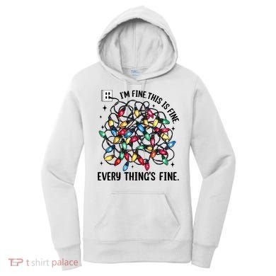 I’M Fine Everything Is Fine Tangled Christmas Lights Women's Hoodie