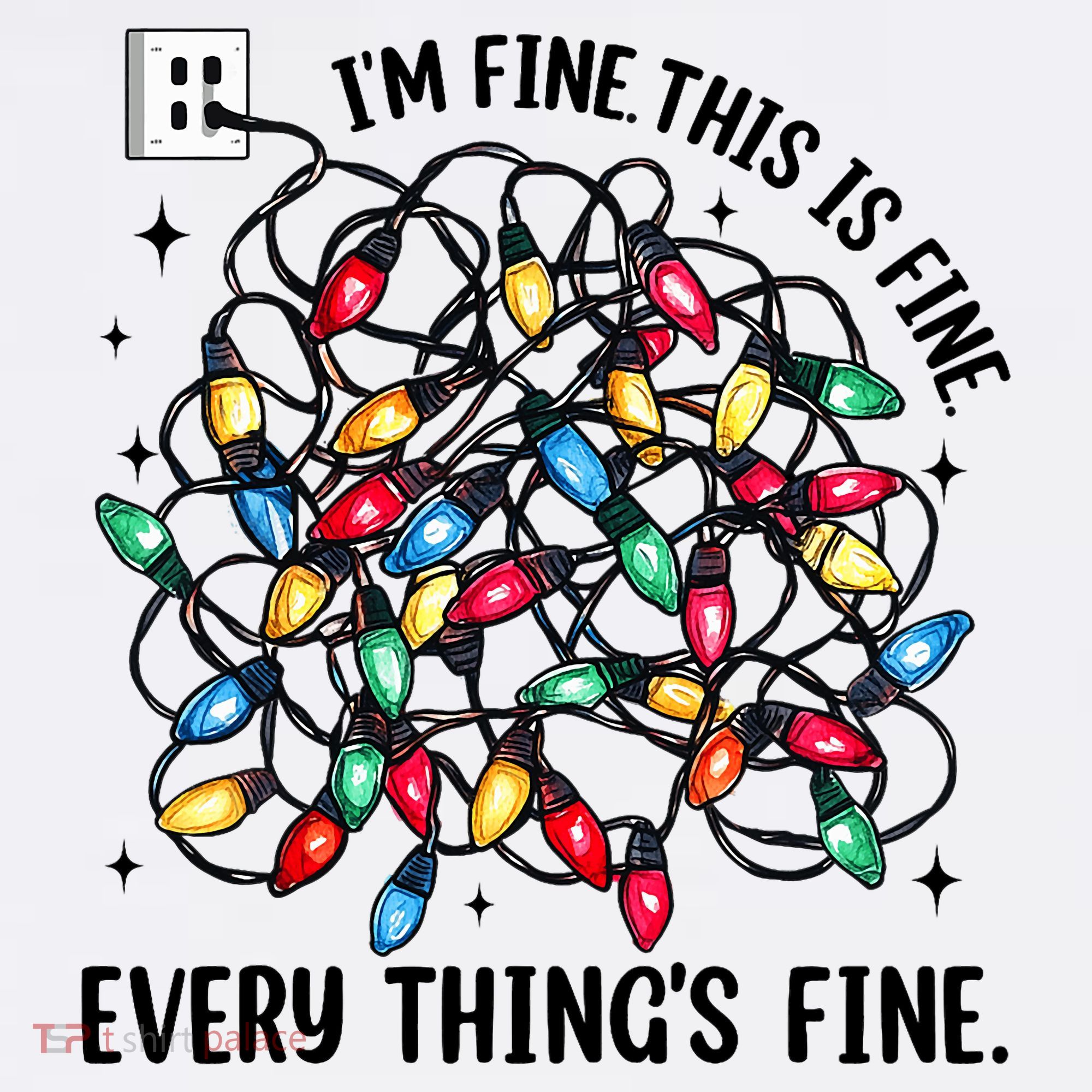 I’M Fine Everything Is Fine Tangled Christmas Lights Women's Hoodie