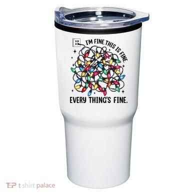 I’M Fine Everything Is Fine Tangled Christmas Lights Tumbler