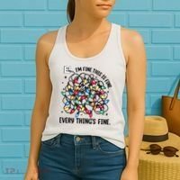 I’M Fine Everything Is Fine Tangled Christmas Lights Women's Tank Top thumb 2