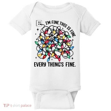 I’M Fine Everything Is Fine Tangled Christmas Lights Baby Bodysuit