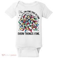 I’M Fine Everything Is Fine Tangled Christmas Lights Baby Bodysuit thumb 0