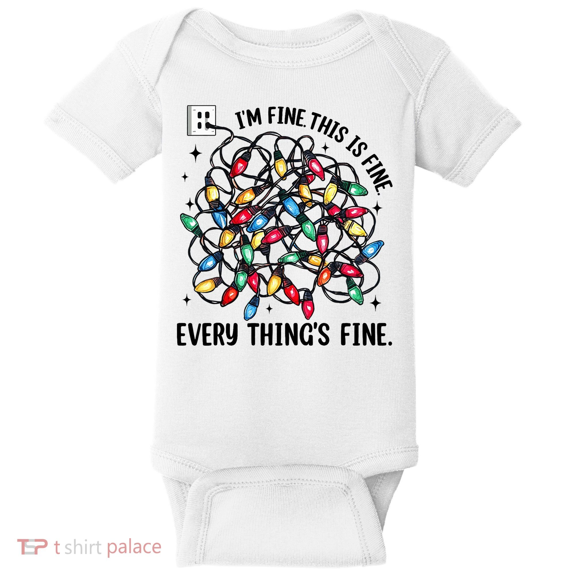 I’M Fine Everything Is Fine Tangled Christmas Lights Baby Bodysuit