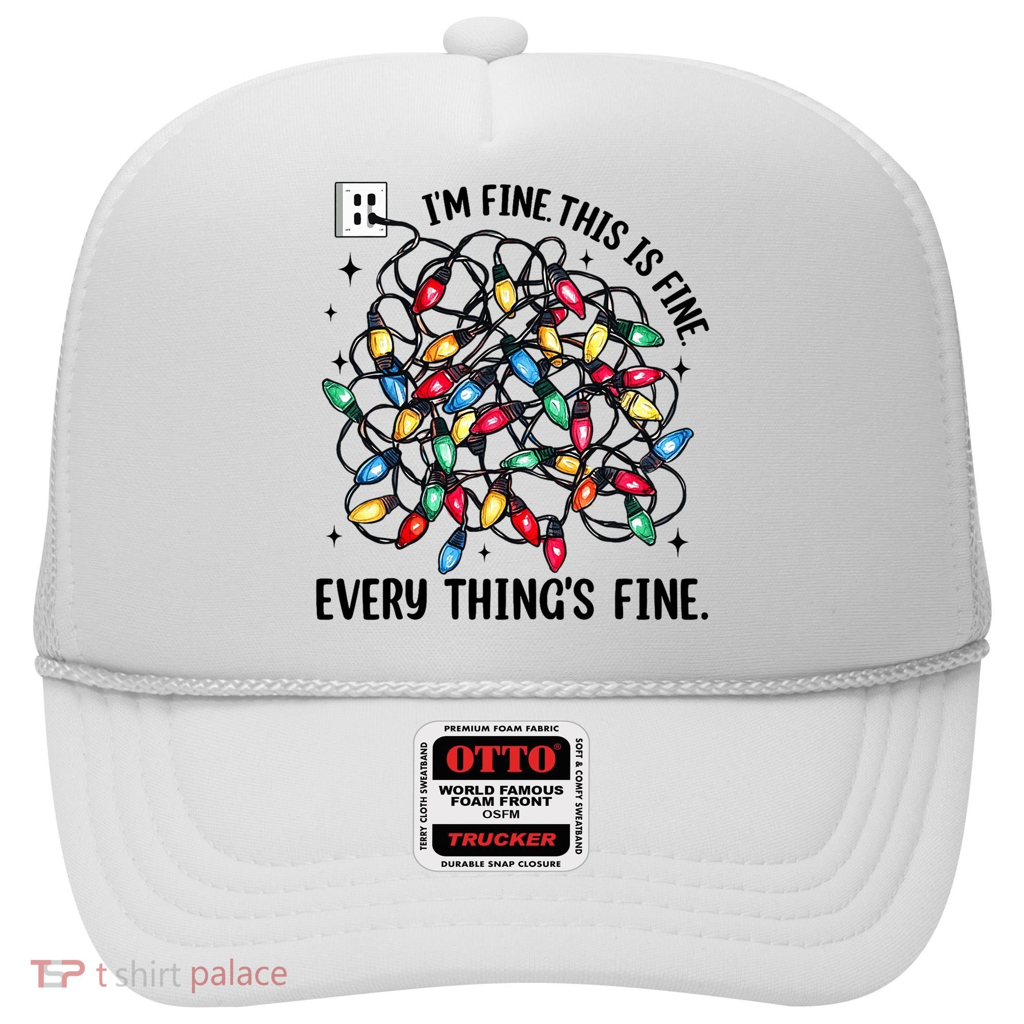 I’M Fine Everything Is Fine Tangled Christmas Lights Hat