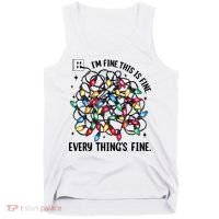 I’M Fine Everything Is Fine Tangled Christmas Lights Tank Top thumb 0