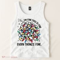 I’M Fine Everything Is Fine Tangled Christmas Lights Tank Top thumb 2