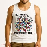 I’M Fine Everything Is Fine Tangled Christmas Lights Tank Top thumb 3
