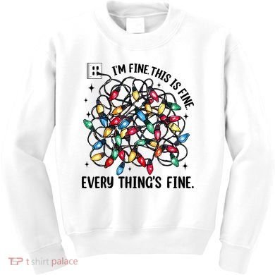I’M Fine Everything Is Fine Tangled Christmas Lights Kids Sweatshirt