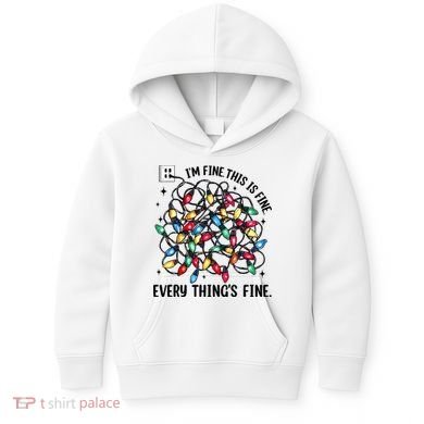 I’M Fine Everything Is Fine Tangled Christmas Lights Kids Hoodie