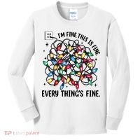 I’M Fine Everything Is Fine Tangled Christmas Lights Kids Long Sleeve Shirt thumb 0