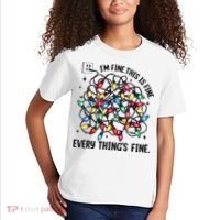 I’M Fine Everything Is Fine Tangled Christmas Lights Kids T-Shirt thumb 2
