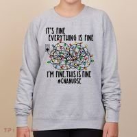 Im Fine Everything Is Fine Christmas Lights Cna Nurse Life Gift Women's Sweatshirt thumb 0