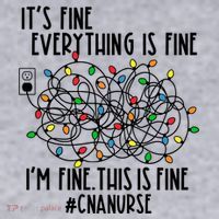 Im Fine Everything Is Fine Christmas Lights Cna Nurse Life Gift Women's Sweatshirt thumb 2