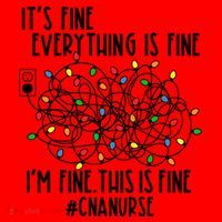Im Fine Everything Is Fine Christmas Lights Cna Nurse Life Gift Santa Hat thumb 1