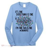 Im Fine Everything Is Fine Christmas Lights Cna Nurse Life Gift Long Sleeve Shirt thumb 0