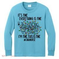 Im Fine Everything Is Fine Christmas Lights Cna Nurse Life Gift Kids Long Sleeve Shirt thumb 0