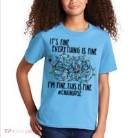 Im Fine Everything Is Fine Christmas Lights Cna Nurse Life Gift Kids T-Shirt thumb 2
