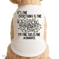 Im Fine Everything Is Fine Christmas Lights Cna Nurse Life Gift Doggie Tank thumb 0
