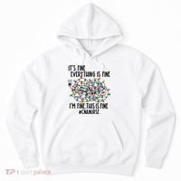 Im Fine Everything Is Fine Christmas Lights Cna Nurse Life Gift Hoodie thumb 0