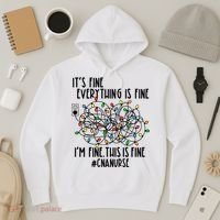 Im Fine Everything Is Fine Christmas Lights Cna Nurse Life Gift Hoodie thumb 3