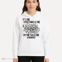 Im Fine Everything Is Fine Christmas Lights Cna Nurse Life Gift Hoodie thumb 5