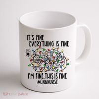 Im Fine Everything Is Fine Christmas Lights Cna Nurse Life Gift Coffee Mug thumb 1