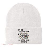 Im Fine Everything Is Fine Christmas Lights Cna Nurse Life Gift Beanie thumb 0