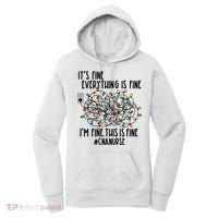 Im Fine Everything Is Fine Christmas Lights Cna Nurse Life Gift Women's Hoodie thumb 0