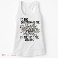 Im Fine Everything Is Fine Christmas Lights Cna Nurse Life Gift Women's Tank Top thumb 0