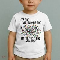 Im Fine Everything Is Fine Christmas Lights Cna Nurse Life Gift Toddler T-Shirt thumb 2